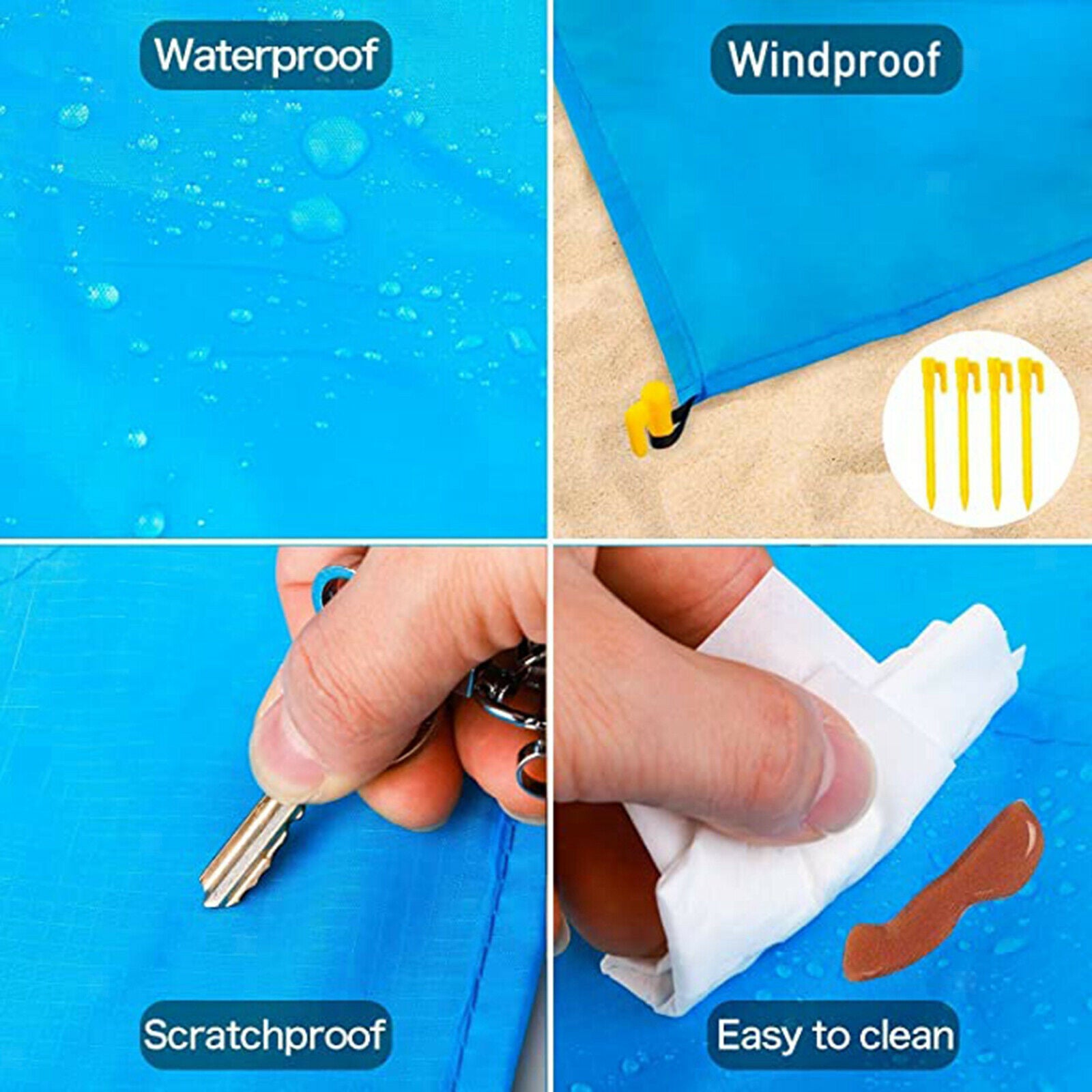 82x79 Inch Beach Blanket Lightweight Fast Drying Compact Mat Camping Hiking