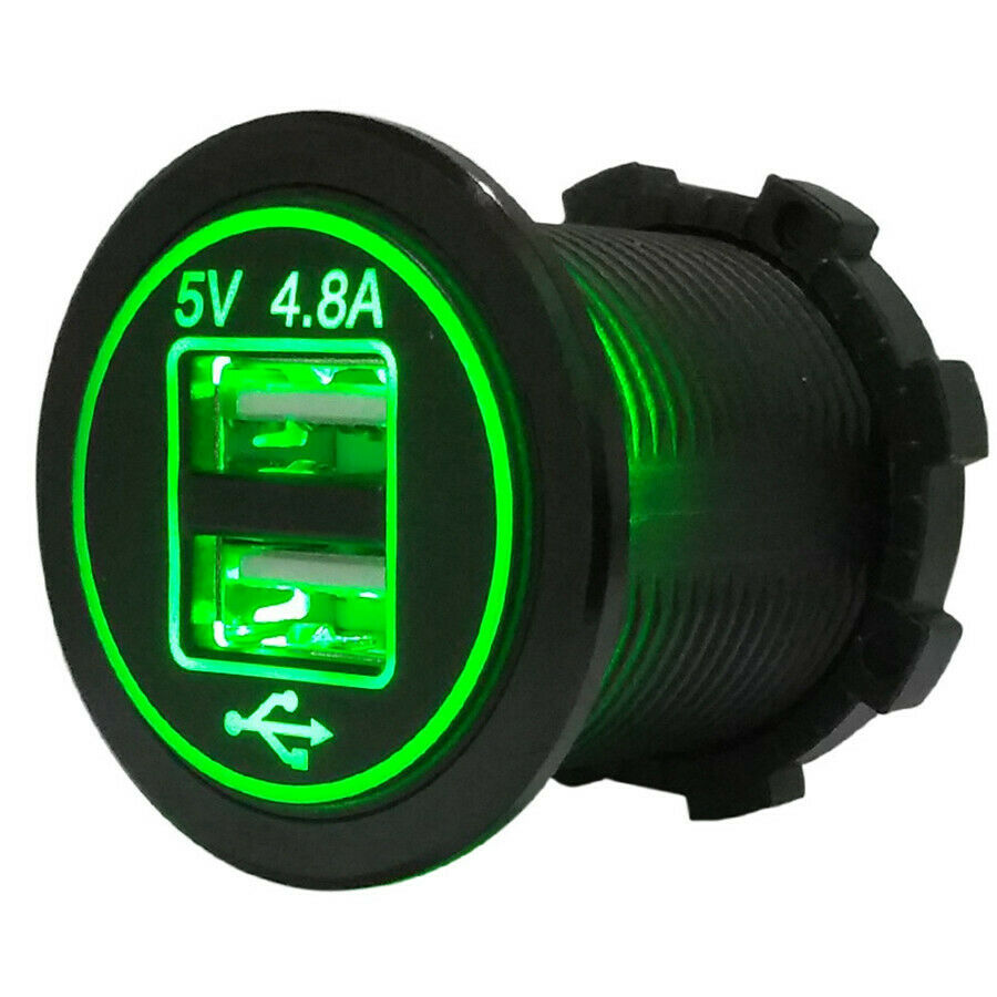 12V Cigarette Lighter Socket 2.4A Dual USB Charger Power Adapter Car Motorcycle