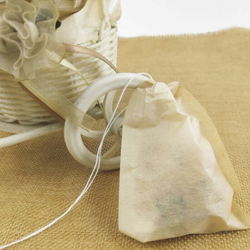 100X Empty Paper Tea Bags Filter Drawstring Teabags for Herb Loose Tea-`.J J SJ