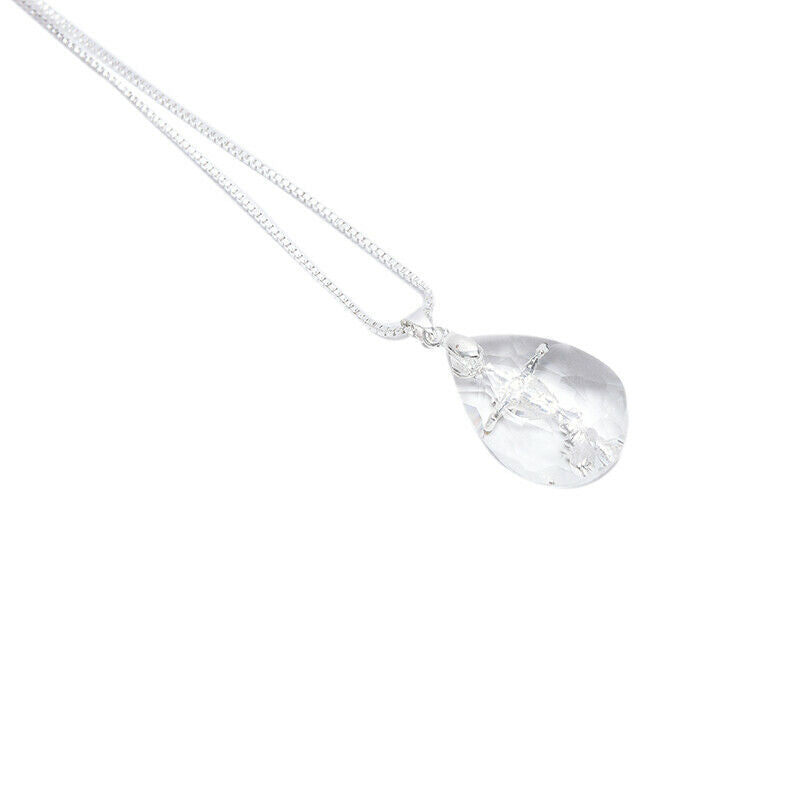 Teardrop Crystal Cross Necklace Engagement Wedding Jewelry Pendant Lover .l8