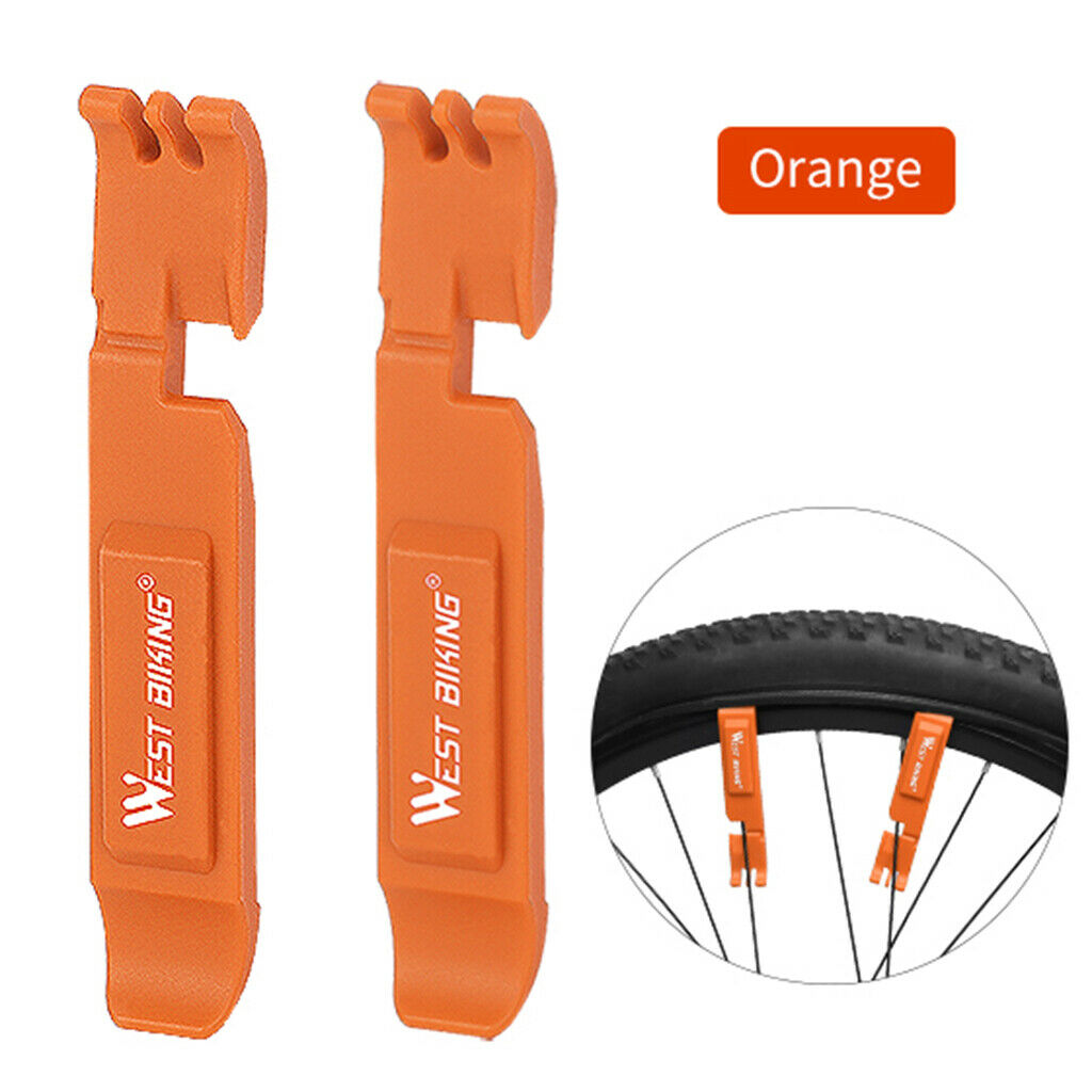 2Pcs Bicycle Tire Tyre Lever Opener Breaker Wheel Spoke Repair Tools Orange