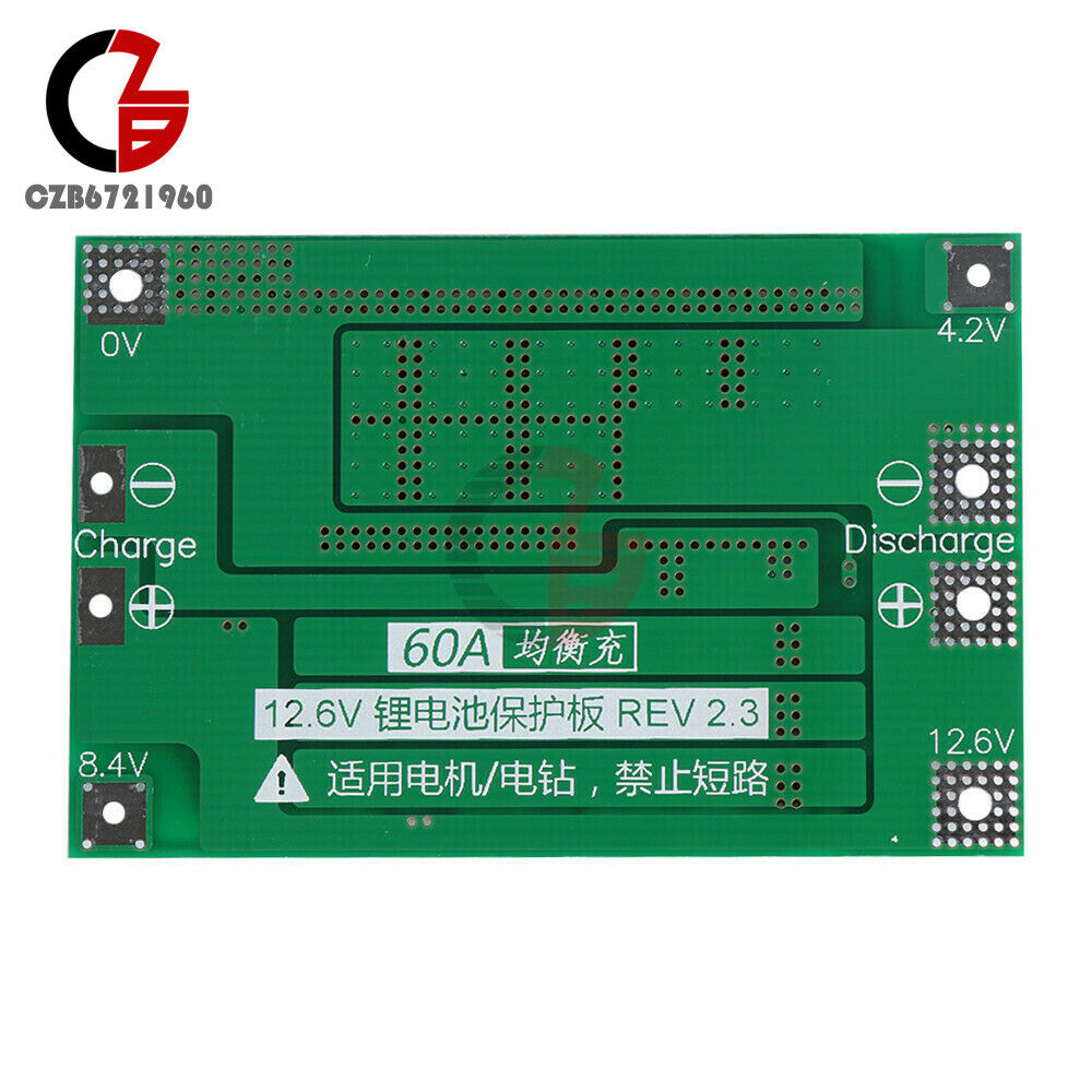 3S 60A 12.6V Li-Ion LiPo Battery BMS 18650 Charger Balanced Protection Board