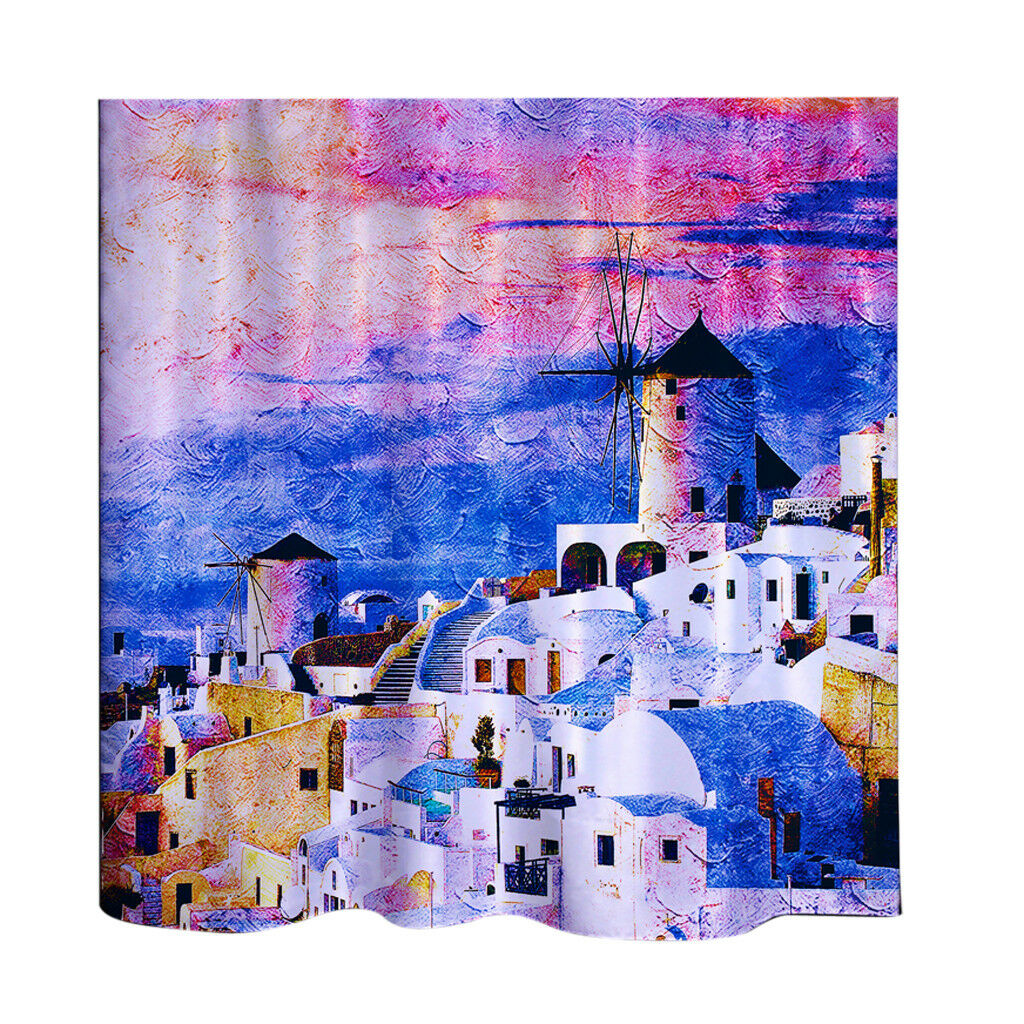 Greece Print Shower Curtain Water Resistant 180x180cm Machine Washable
