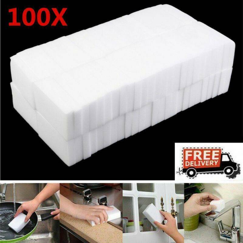 100 Pack Extra Large 1-1/4" Magic Sponge Eraser Melamine Foam Cleaning