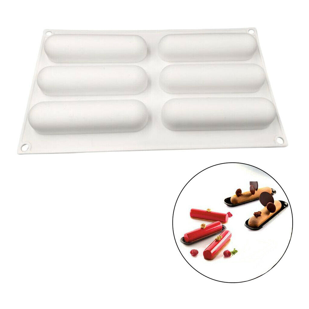 6 Cavities Long Strip Reusable Silicone Mold DIY Cake Dessert Brownie Pastry