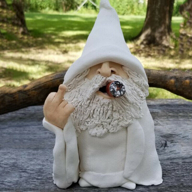 Funny Dwarf Garden Sculpture Ornaments Scornful Wizard Gnome Statue Decorati XC