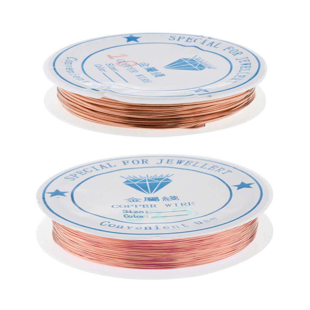 2x Copper Wire for Jewellery Making Artistic Craft Wire 0.25mm, 1mm 19& 33 Gauge
