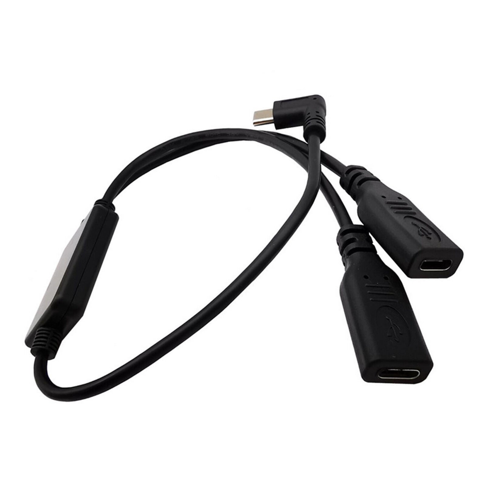 Type C USB 3.1 Angled Male to 2 Female Extension Data Charger Cable Y Splitter