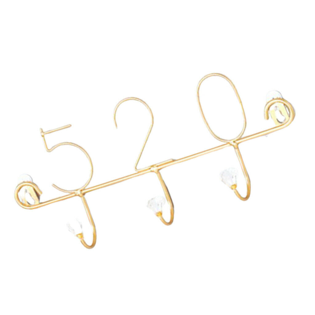 Golden 3 Hooks Practical Iron Wall Hook Home Storage Organizer f/ Wall Decor
