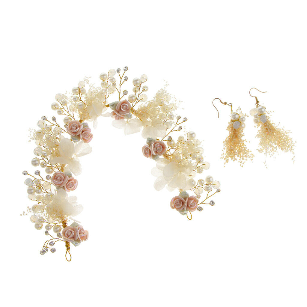 Bridal Hairband Earrings Wedding Bride Hair Accessory Party Prom Headband
