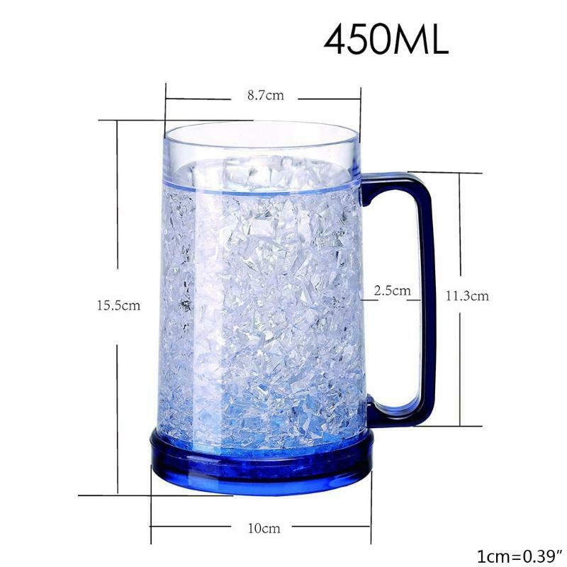 Freezer Ice Beer Mug Double Wall Gel Frosty Beer Cup Drinking Glasses Wine Cup