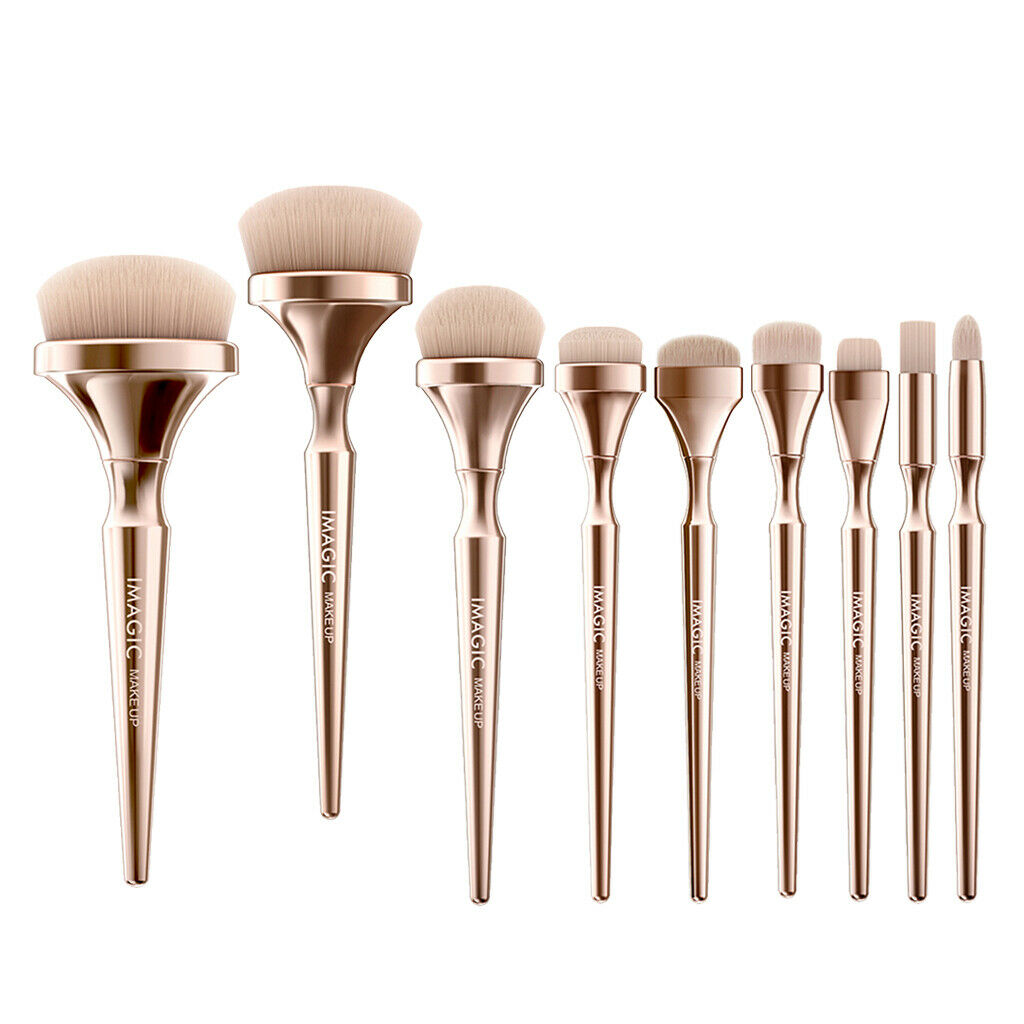 9Pcs Makeup Brushes Set Blusher Liquid Blending Nose Stippling Kabuki Brush