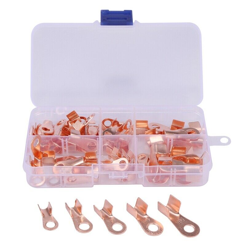 Open Barrel Copper  Lug Terminals Wire Crimp Connector Assortment Kit OT 10A 2Q8