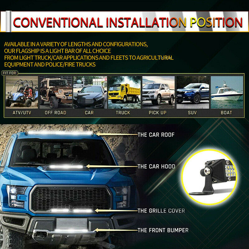 Ultra-thin 520W 10inch Led Light Bar Flood Spot Combo Offroad SUV 10"L XGM Rf