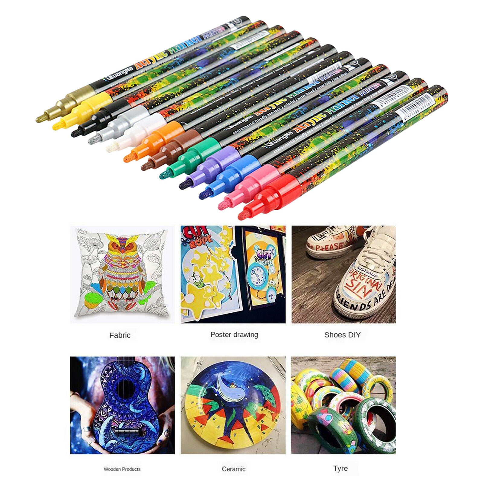 2mm Fine Tip Paint Pens, Set of 12 , Home DIY Painting, Scratchbook Coloring,