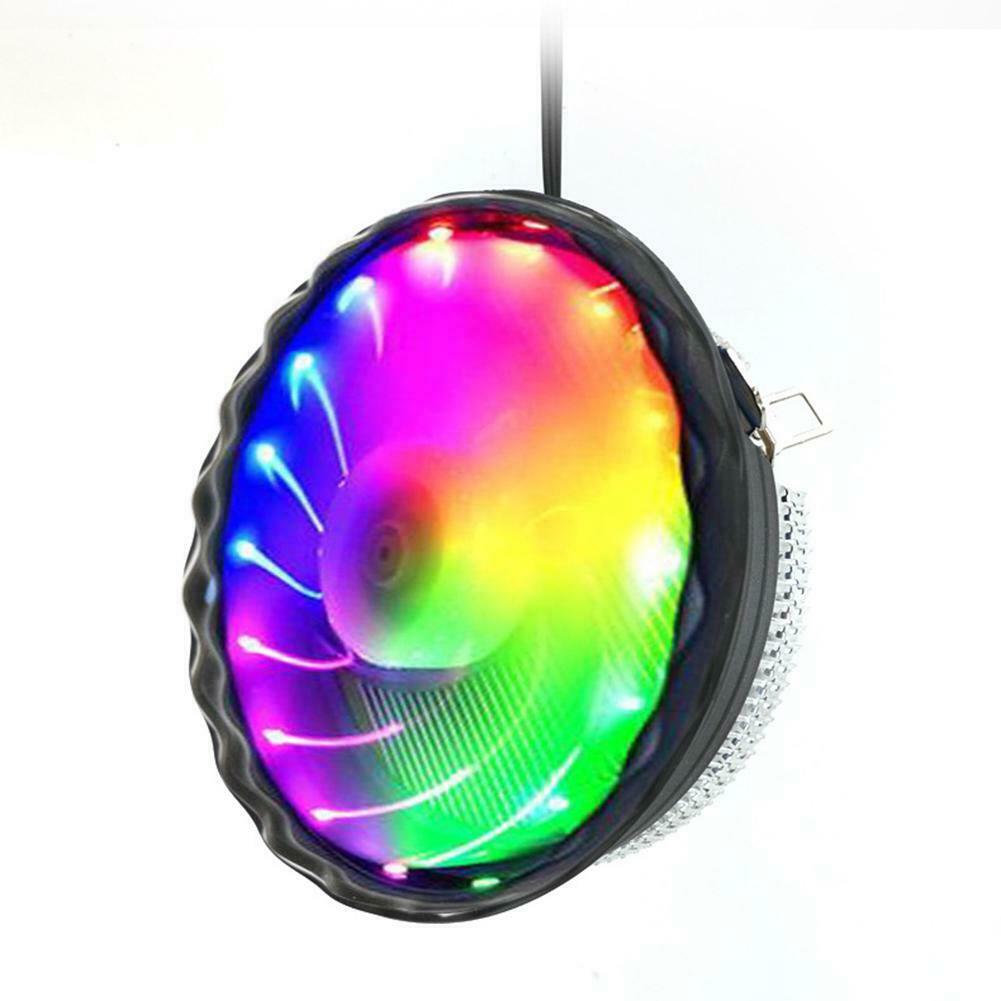 Wanjiafeng CPU Cooling Fan RGB Lighting 3 Pin Desktop Air Cooler Radiator @