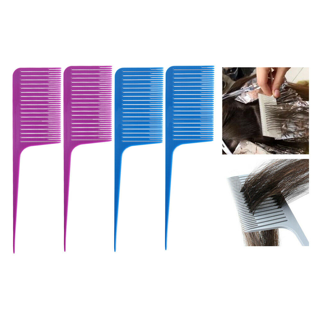 4Pcs Weave Highlighting Foiling Hair Comb Styling Hair Combs Purple+Blue