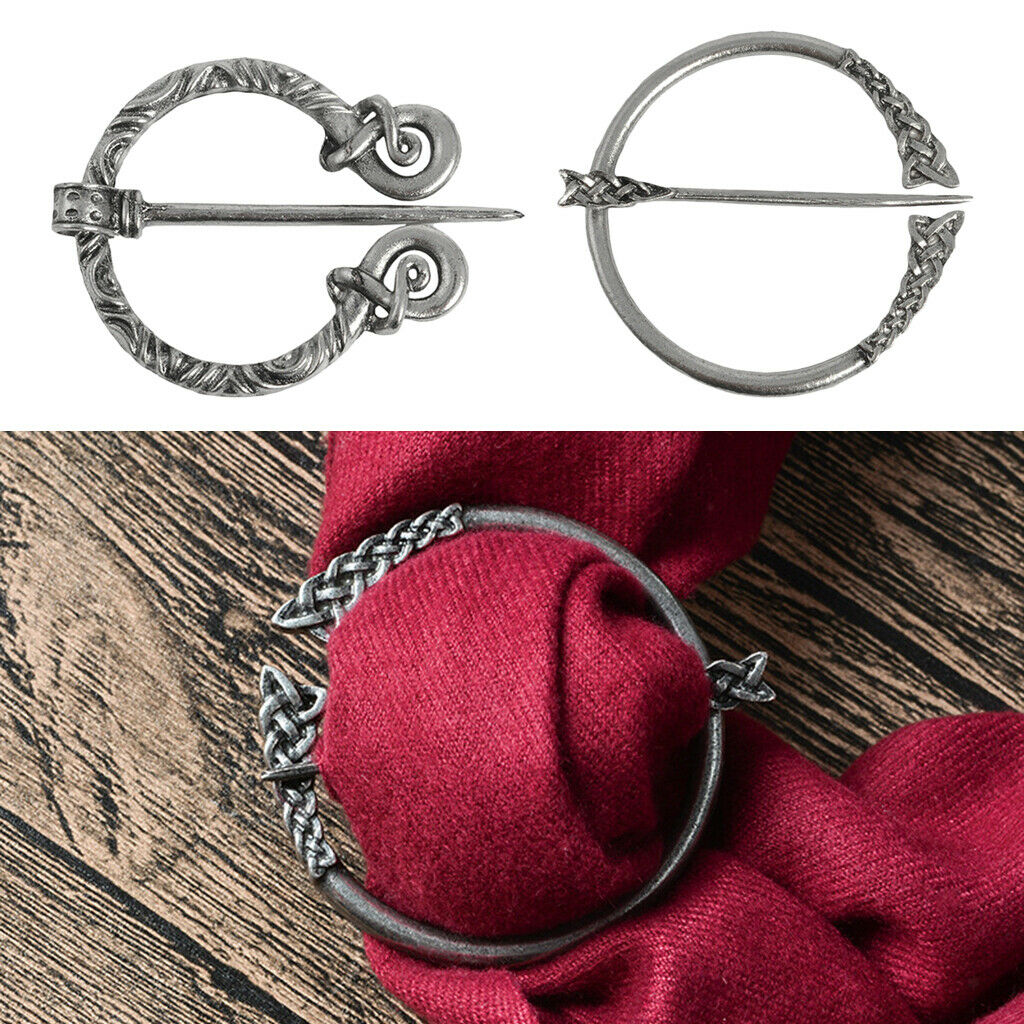 2 lot Viking Brooch Retro Shawl Coat Scarf Collar Jewellery Pin Buckle