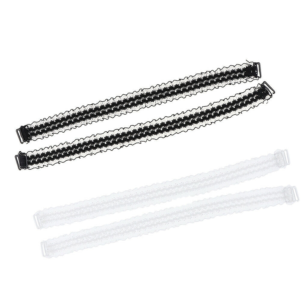 2 Pair Removable Nonslip Lace Bra Straps Elastic Shoulder Strap Replacement