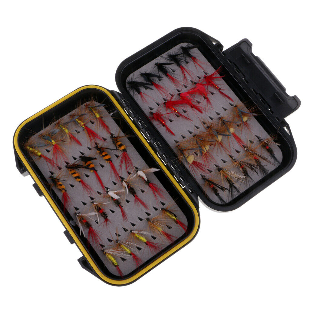 40pcs Wet/Dry Fly Fishing Lures Stream Trout Fishing Insect Flies Assortment
