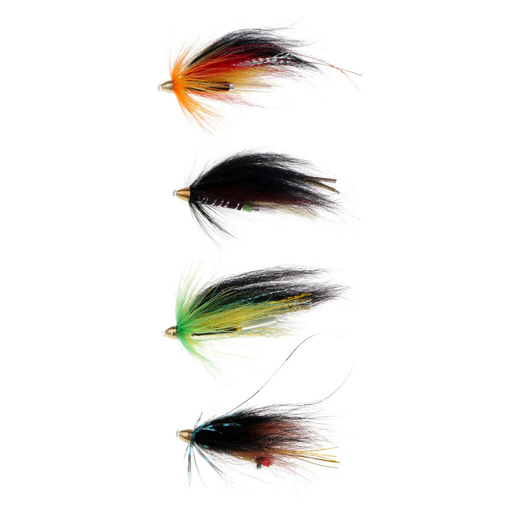4Pc Tube Flies Cone Heads 4 Color Salmon And Sea Trout Fly Fishing