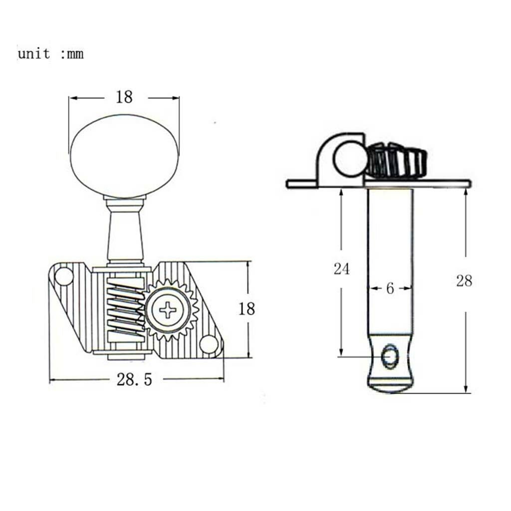 Replacement Open 3R3L Folk Guitar Tuning Peg Tuner String Locking Key Button