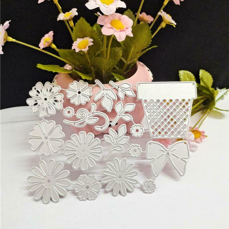 Flower Pot Metal Die Cuts Stencils Set DIY Scrapbooking Paper Crafts Cutting Die