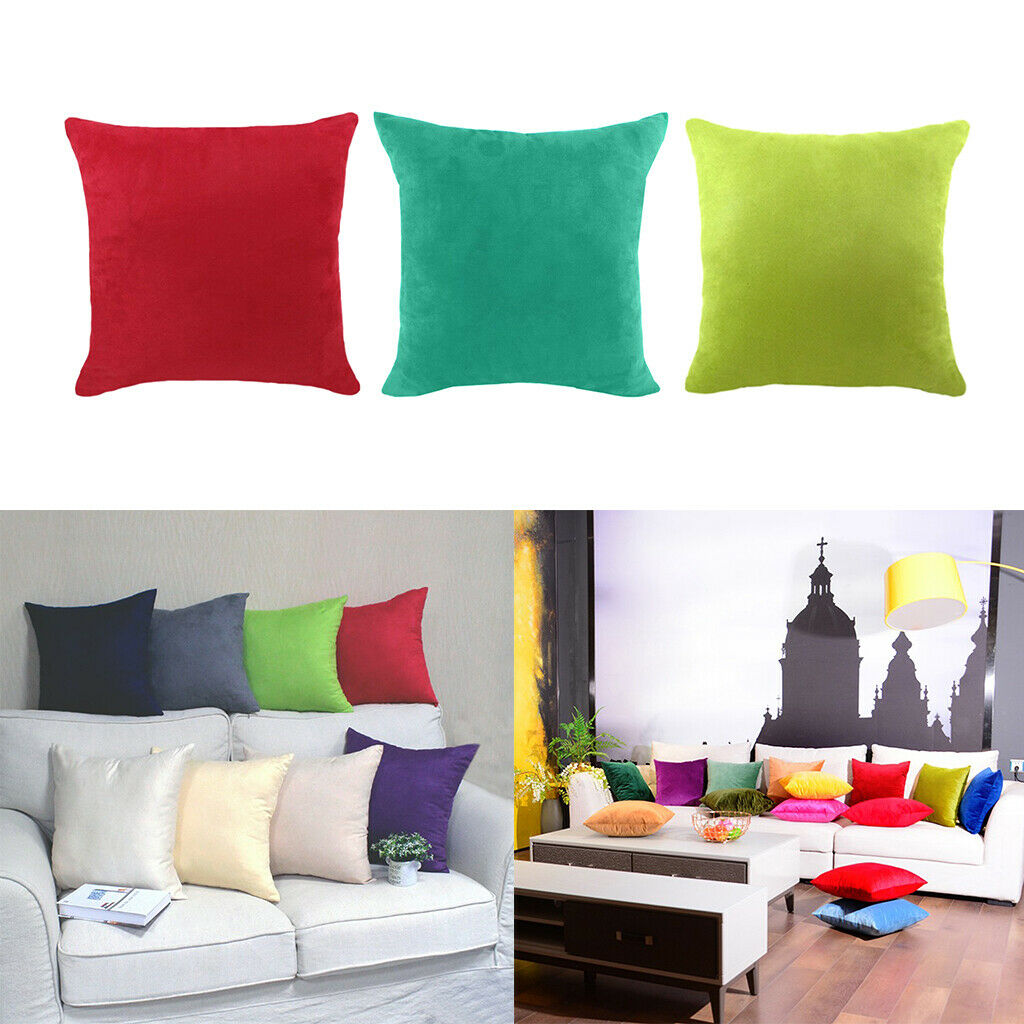 3pcs Velvet Square Throw Pillow Covers Solid Color Cushion Cases Pillowcases