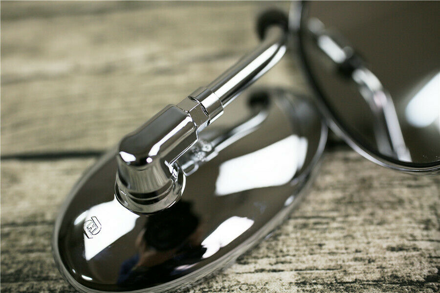 2PCS Retro oval modified coffee short handle plating rearview mirror large field