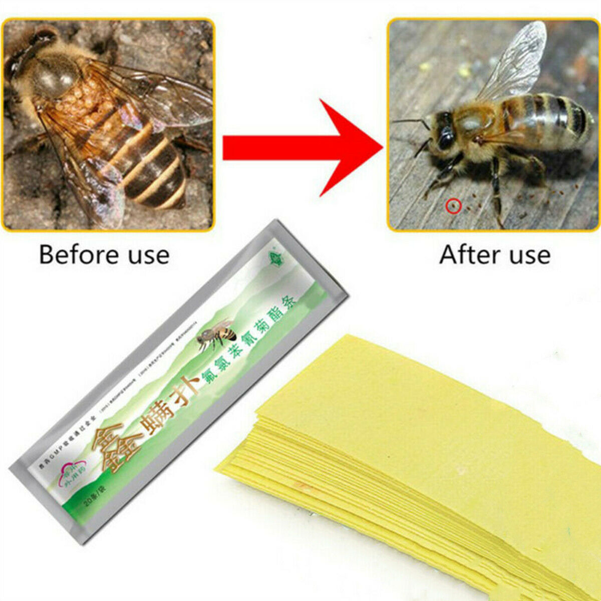 20pcs/bag Cyfluthrin Strips Varroa Mite Killer Beekeeping Pest Tools Supplies