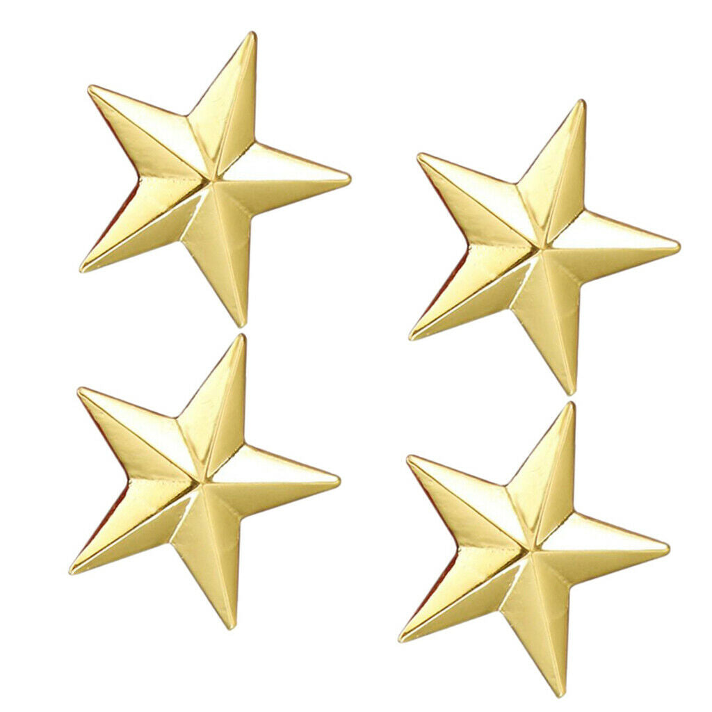 4Pcs Men Women Classic Star Brooch Collar Tie Corsage Party Badge Golden
