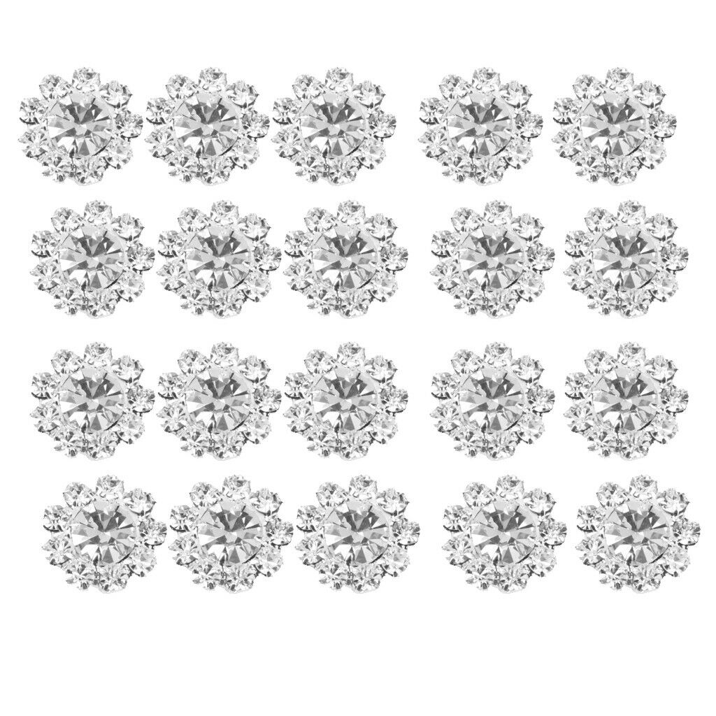 20x Flatback Metal Diamante Buttons Wedding Invitation Scrapbooking DIY 12mm
