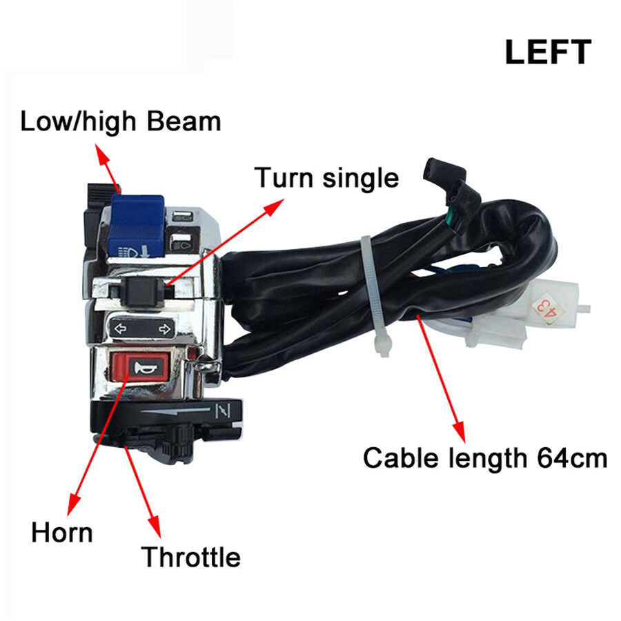 Pair Multifunction Motorcycle 7/8" Universal Handlebar Horn Light Control Switch