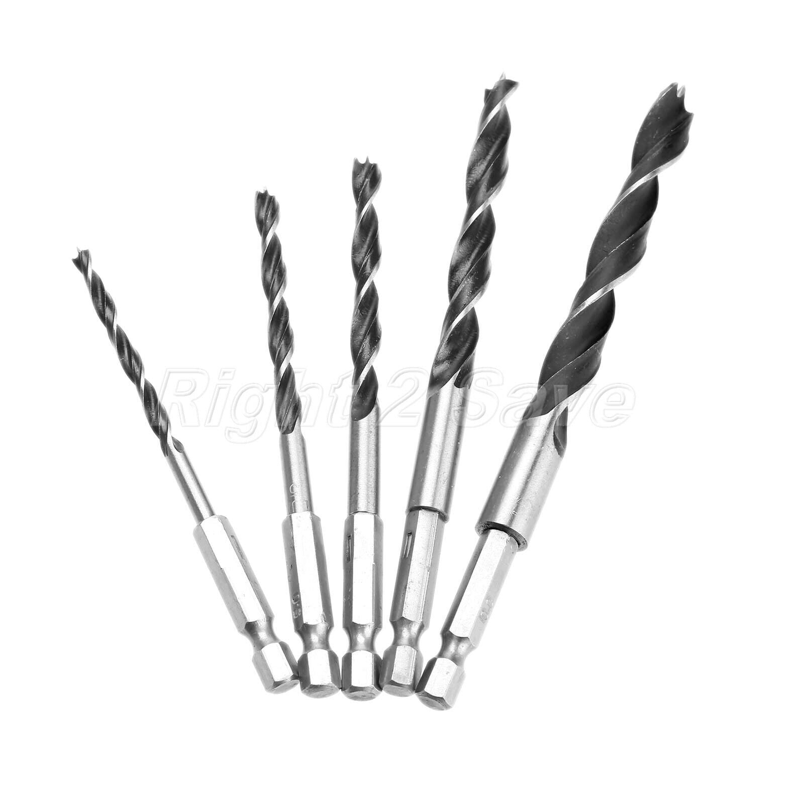 5pc 4mm-10mm Wood Screw Chamfer Countersink Drill Bit Woodworking Tool Hex Shank
