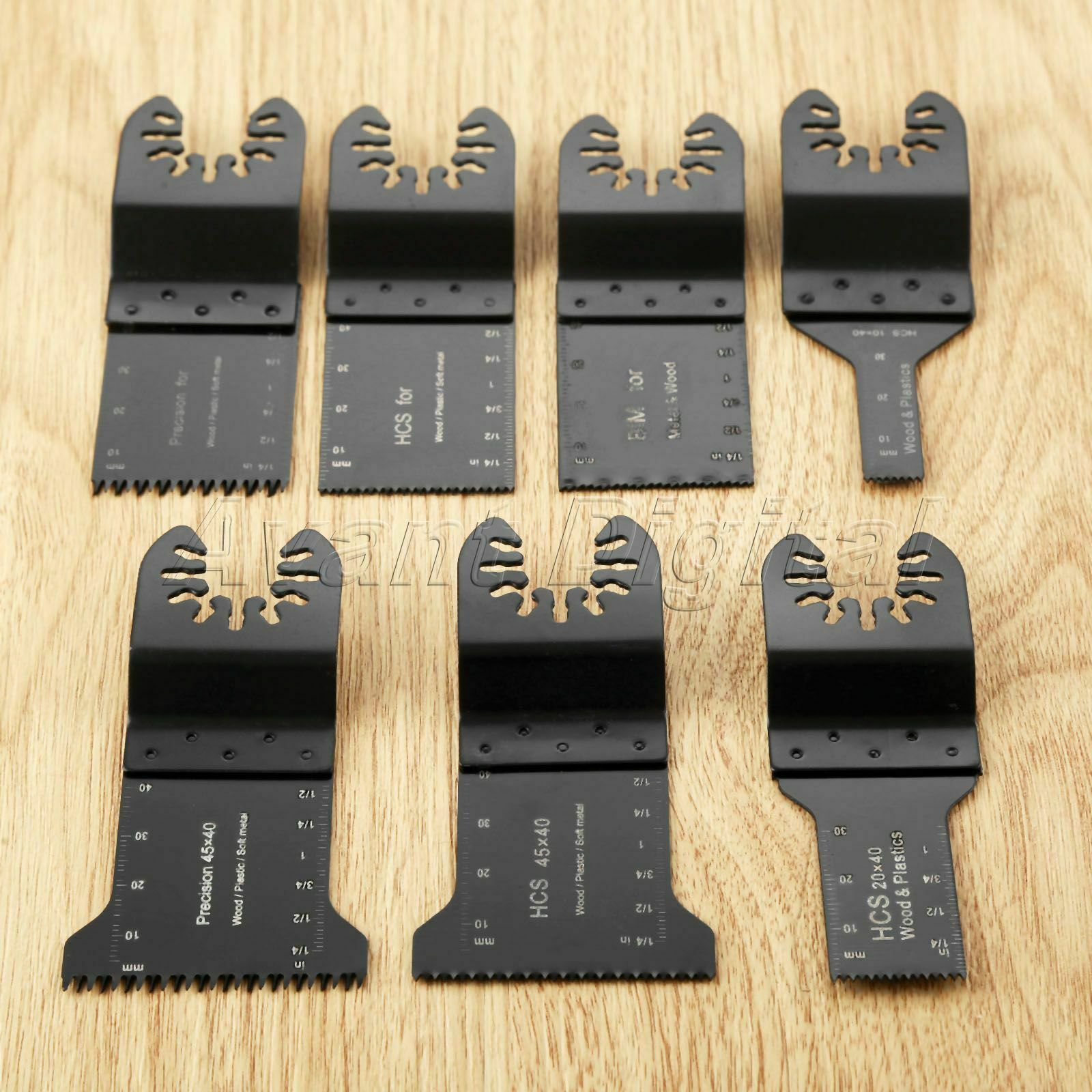 7x Oscillating Multi Tool HCS Precision E-cut Bi-metal Saw Blades Cutting Cutter