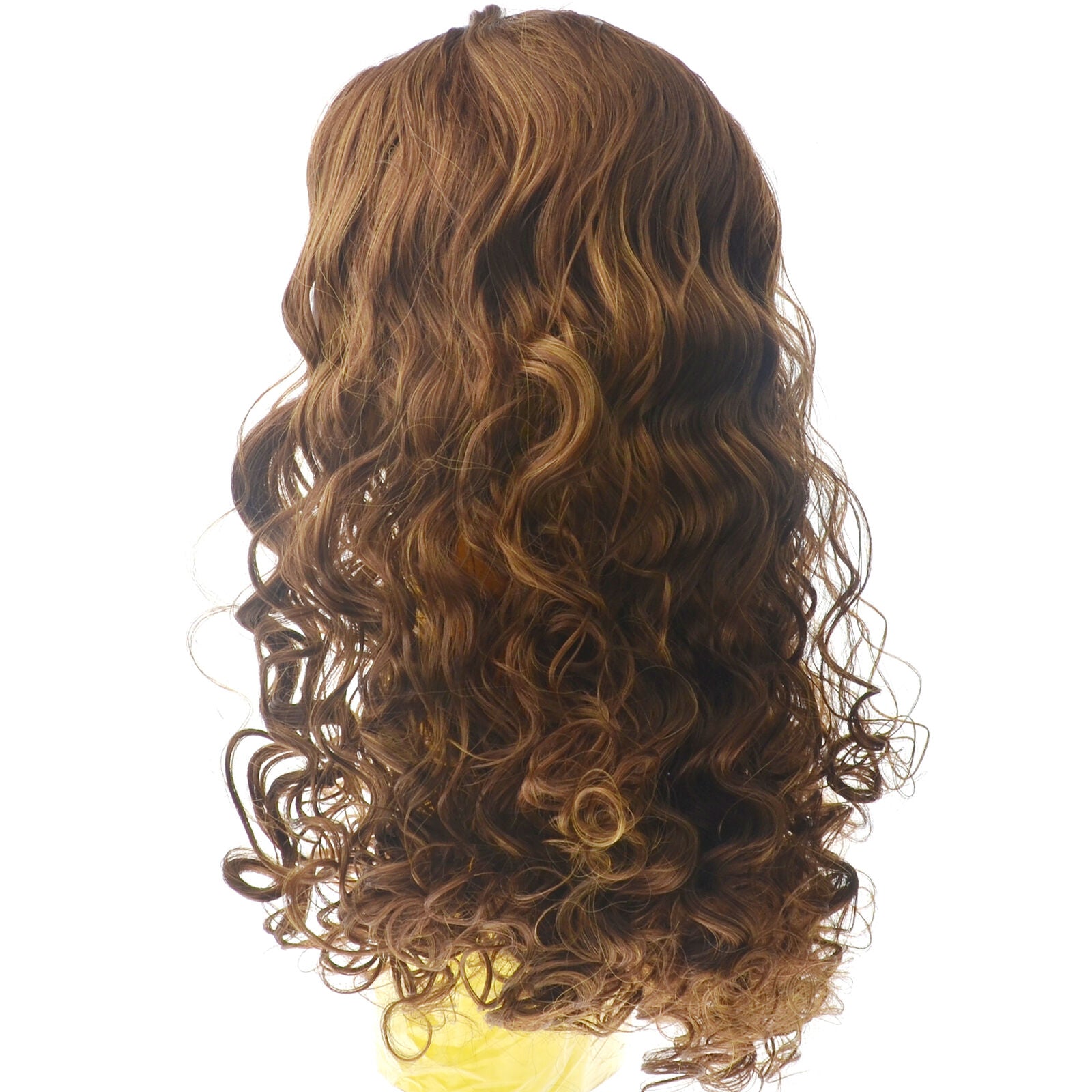 Women's Long Curly Hair Full Wig Heat Resistant Synthetic Hair Brown Wigs Ombre