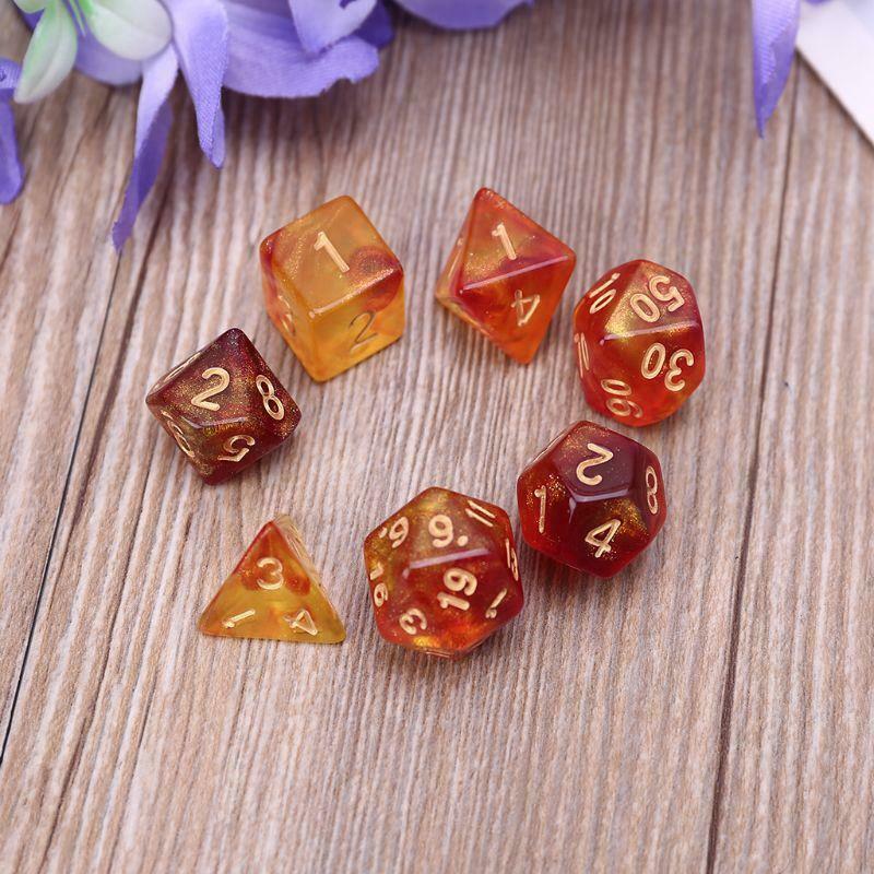 7pcs D20 Polyhedral Dice Glitter Double Colors 20 Sided Dices Table Board Game