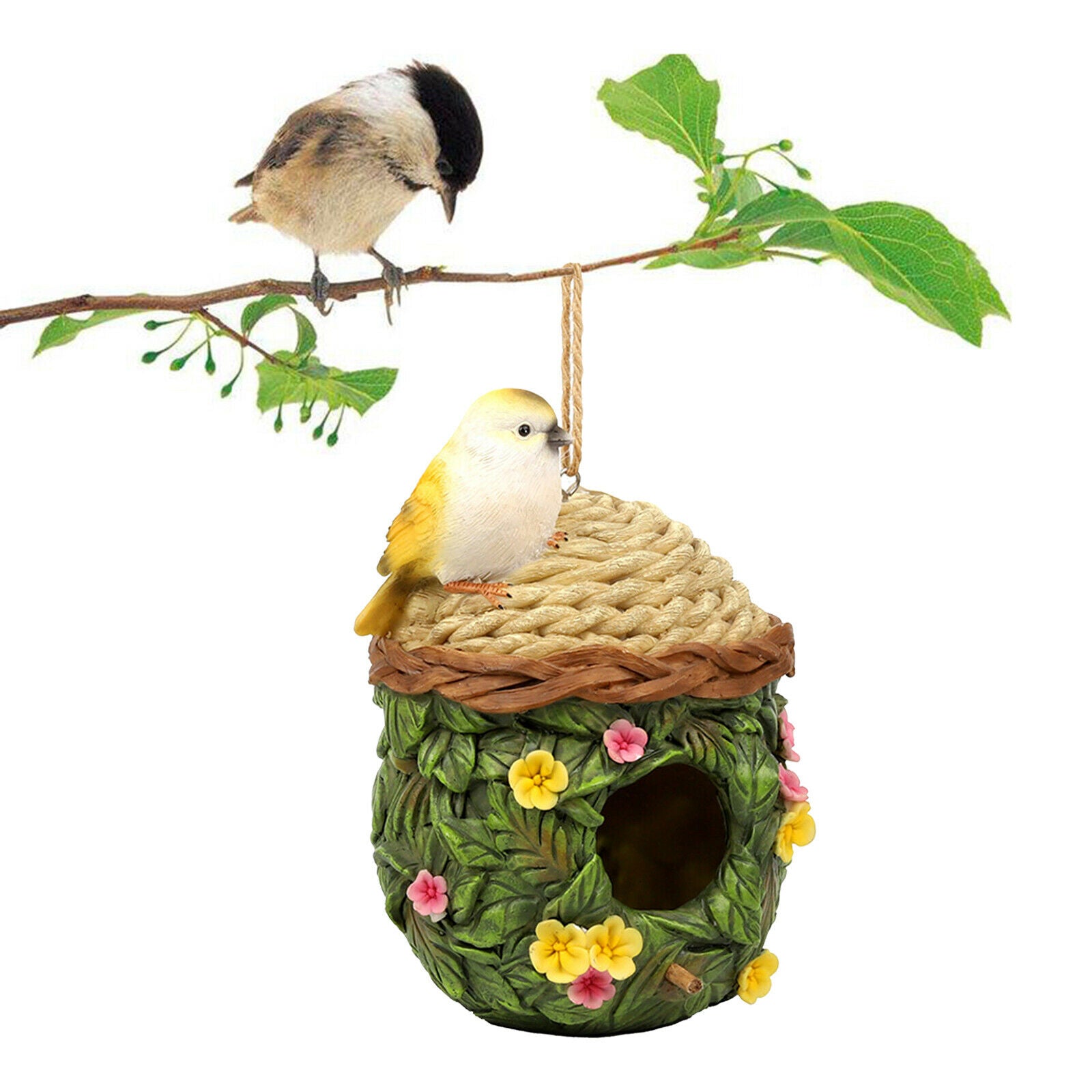Rural Bird House Decorative Birds Nest Roof Breeding Birdhouse Bird Feeder