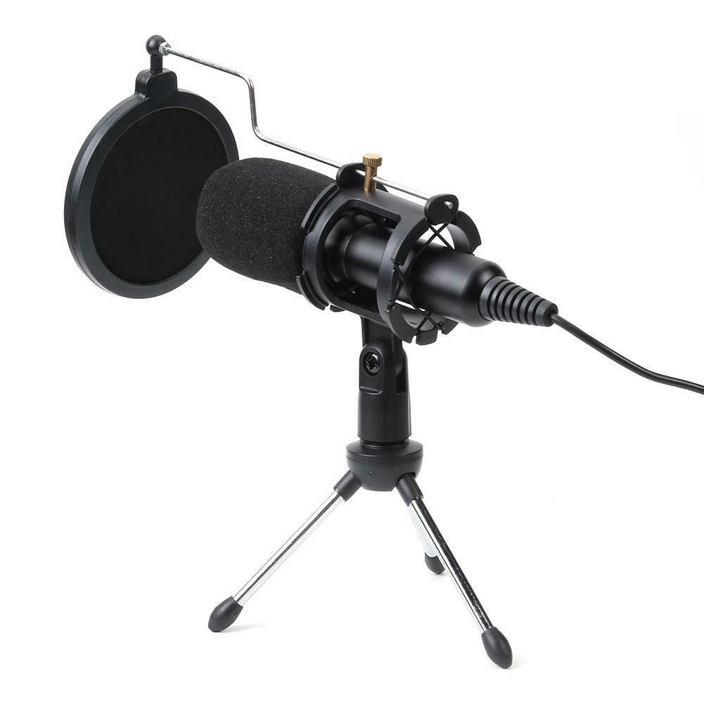 Condenser USB Microphone w/ Tripod Stand for Game Chat Studio Recording Computer