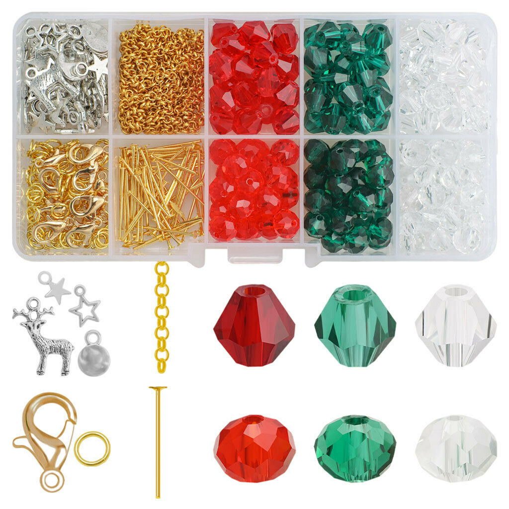 DIY Christmas Bracelet Color Beads Alloy Pendant Charms for Gift Adults