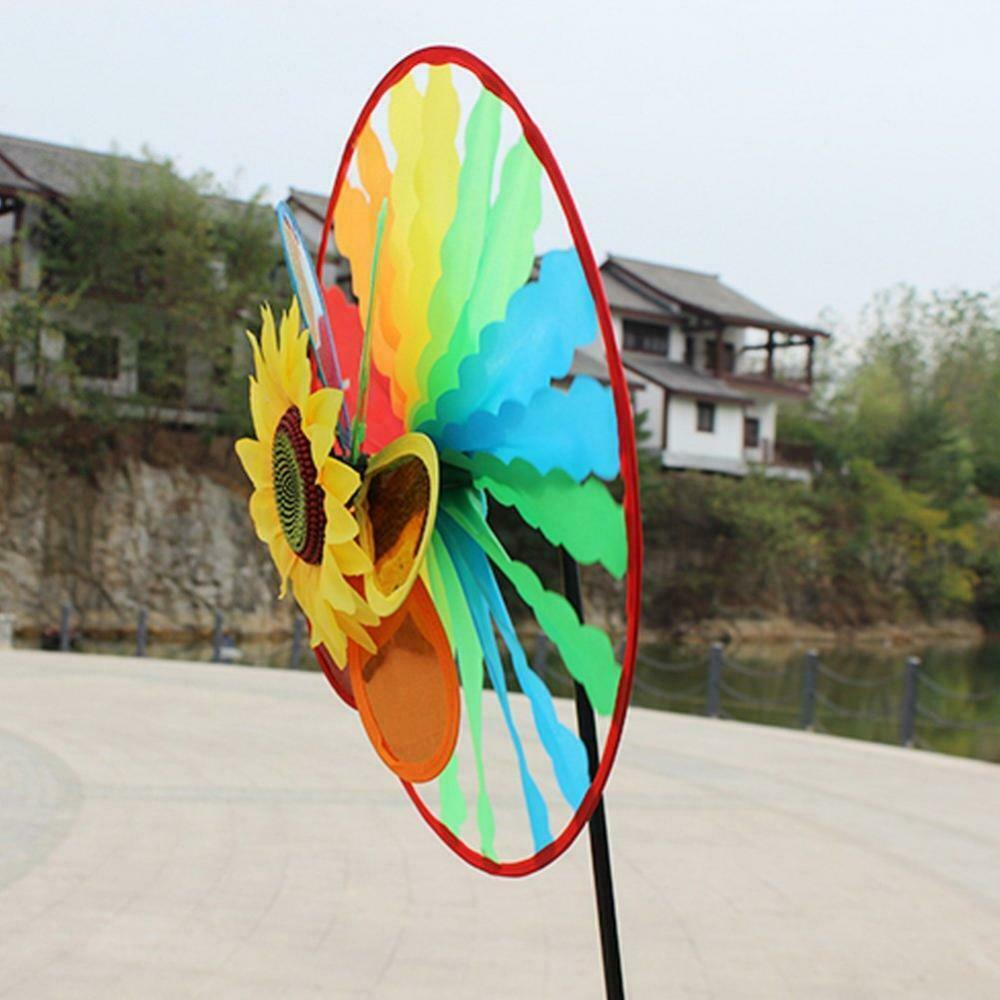2 pieces Windmill Wind windsocks Sunflower Rainbow Whirligig Wheel Home Yard