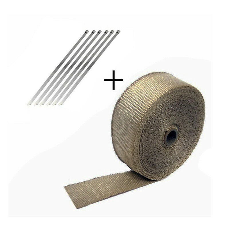 15M Exhaust 900â„ƒ Insulation Glass Fiber Tape Wrap Thermal Strip W/ Fixed ties