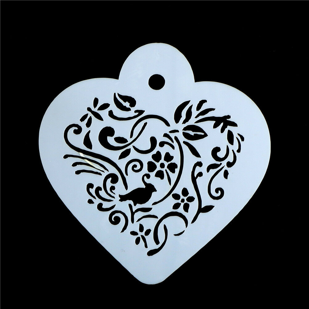 Valentine Cappuccino Coffee Stencils Cake Template Mold Strew Flowers To .l8