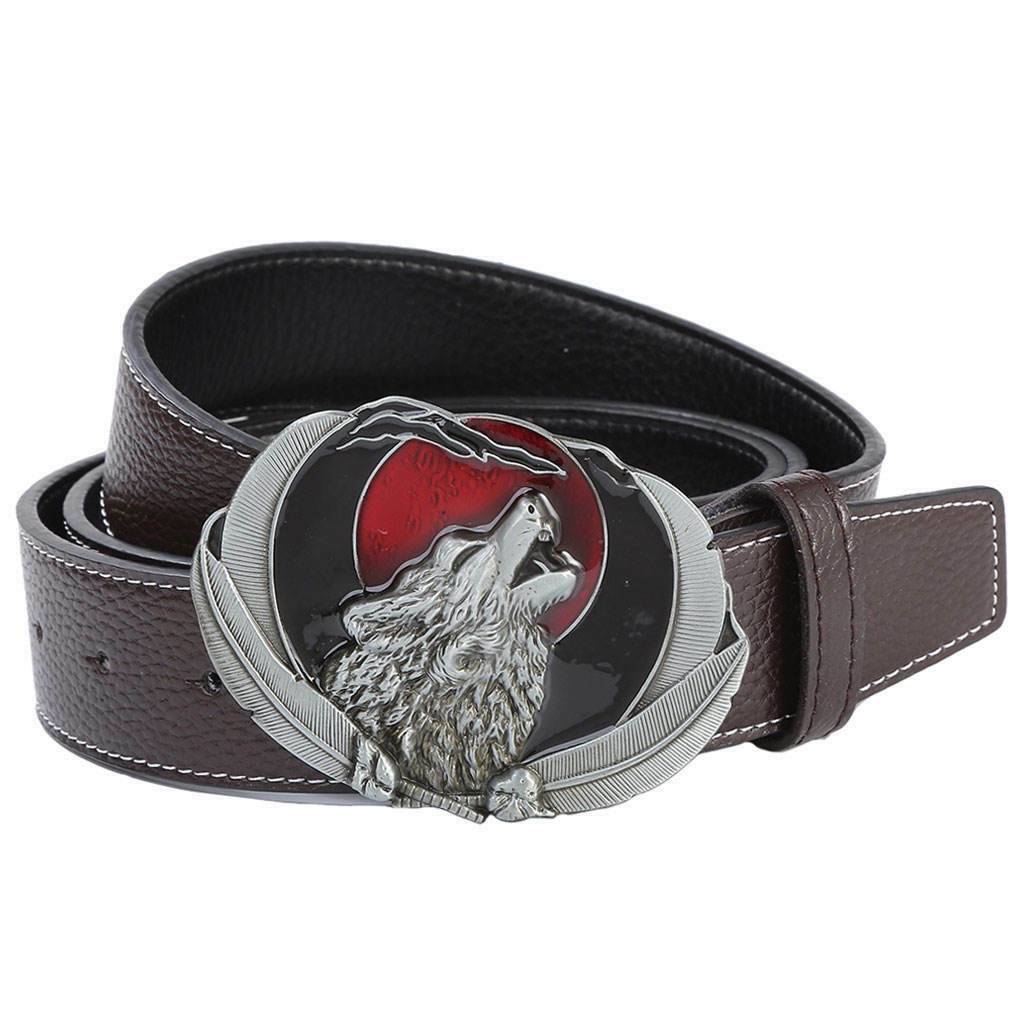 Western Cowboy Belt Waistband with Buckle Skinny PU Wait Belts Men for Pants