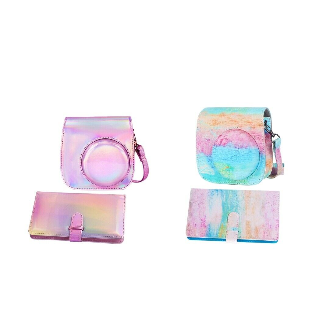2Set Camera Bags Film Camera Cover for Fuji Instax Mini 9 8 Camera & Straps