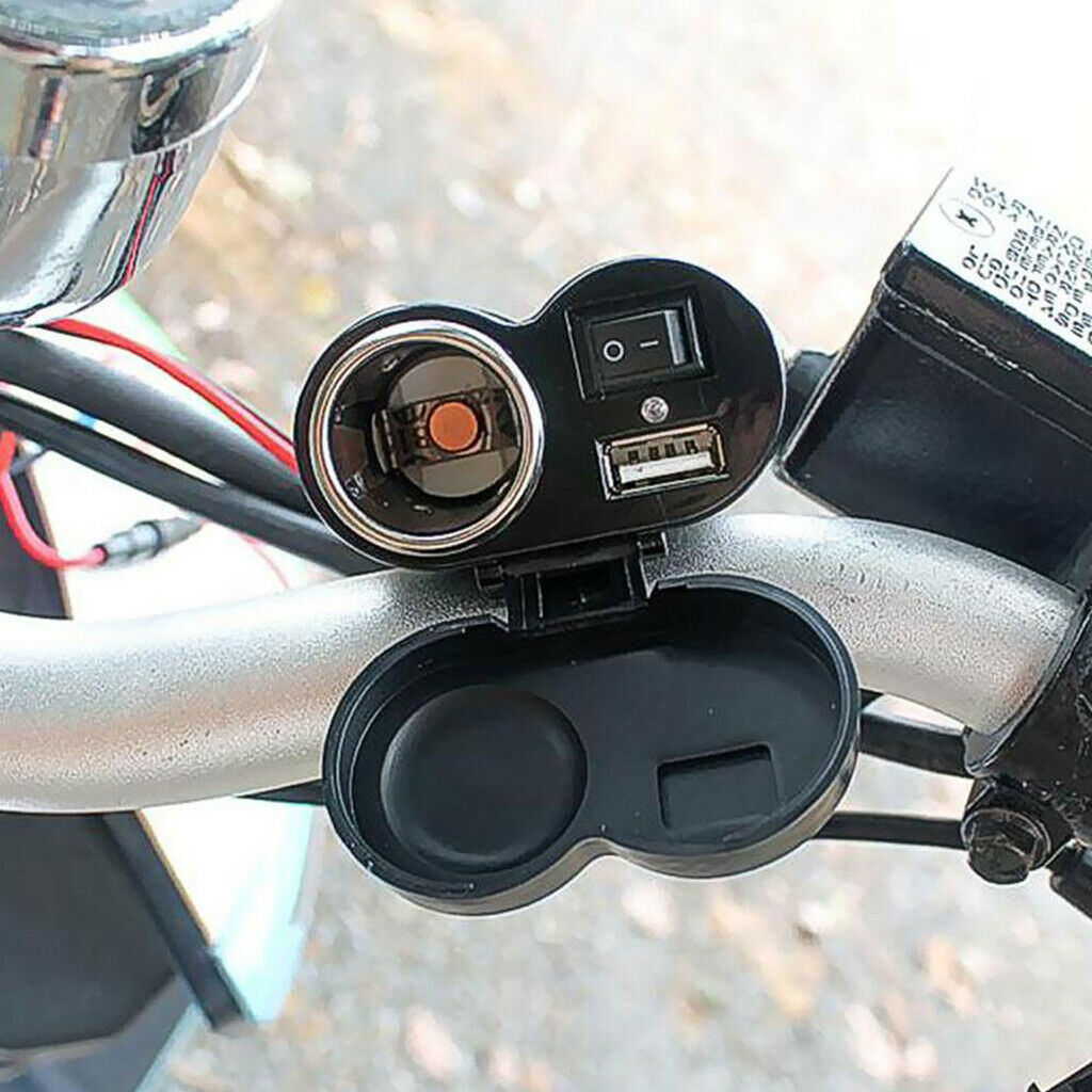 DC 12V USB Cigarette Lighter Power Outlet Cable Kit For Motorcycle Auto