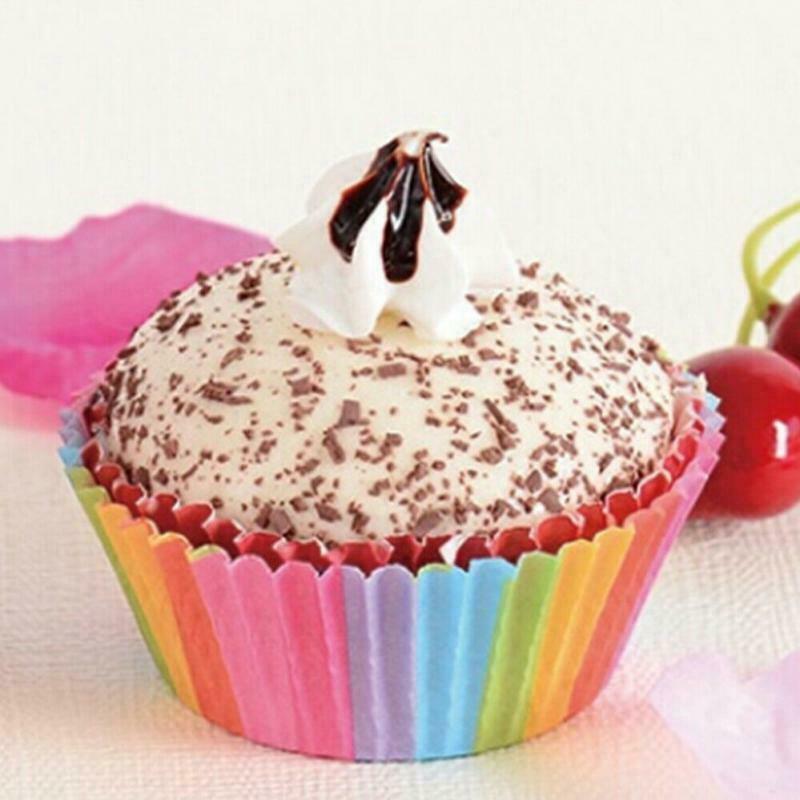 100 Pieces Rainbow Color Cupcake Baking Paper Cup Muffin Liners Standard Size
