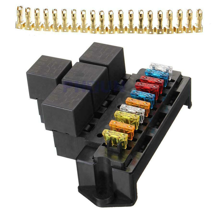 10 Way 5-Pin Waterproof Relay Fuse Block Holder Automotive Marine Fuse Box Truck
