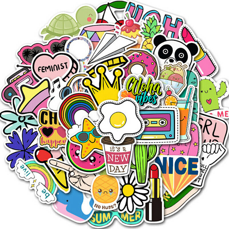 50Pcs Cute Cartoon Stickers Laptop Luggage Guitar Bicycle Skateboard Dec DD