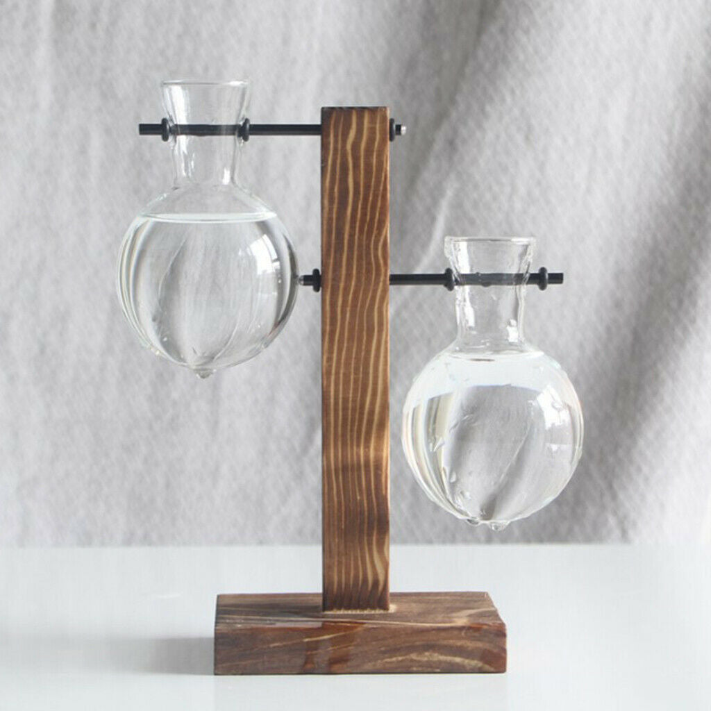 5pcs Glass Test Tube Vase with Wooden Stand Flower Vase Floral Arrangement